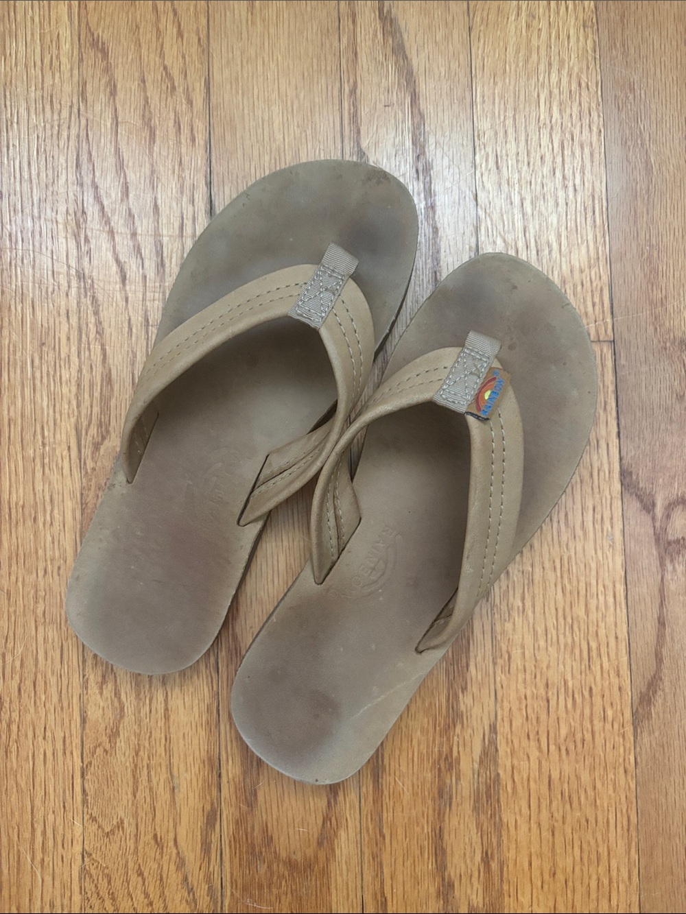 Rainbow Kids Premier Leather 1" Strap Flip Flops:Size 2-3: Sierra Brown